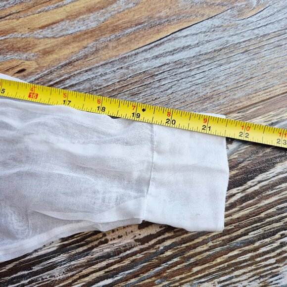 Kiko Comfortable Clothing Embroidered Blouse Sheer White Cotton Button-Front - Picture 10 of 14